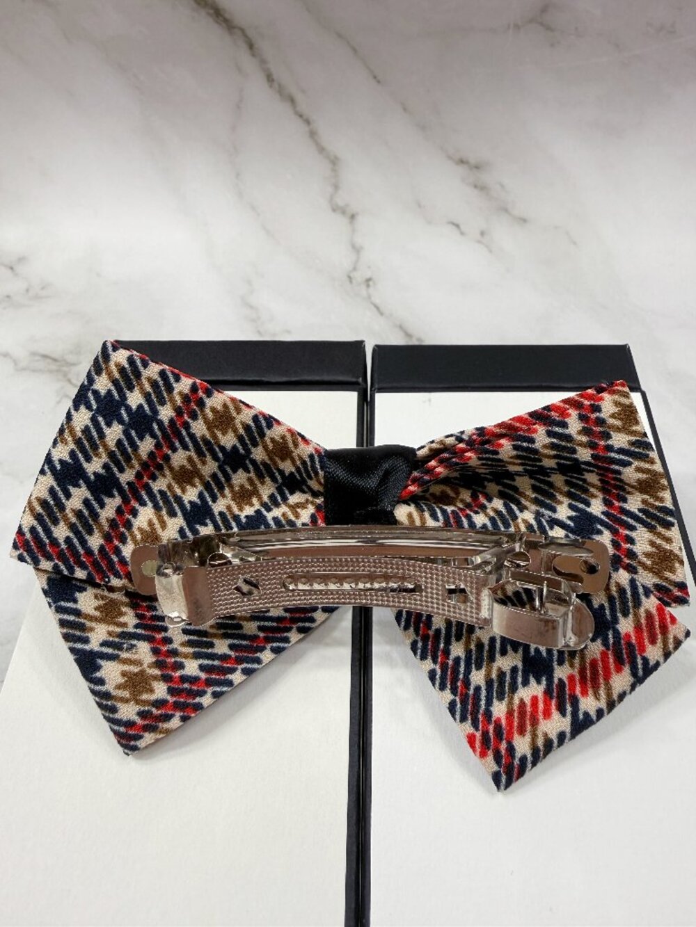 Houndstooth Tweed Barrette Bow Hair Clip BRAND NEW - Picture 3 of 6